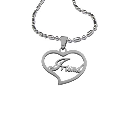 Menjewell " FRIEND" In Heart Design Pendant For Men & Boys